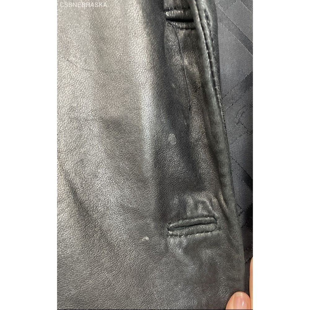 Jones New York Black Womens Jacket Black Leather Button Pockets - Size S - Picture 11 of 12